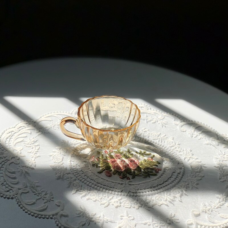 Luxus délutáni vintage kávés csésze készlet Evőeszközök Gyönyörű üveg teáscsészék és csészealj készletek Tazas Desayuno Originales kávés bögre