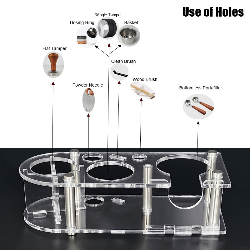1-6 bucăți 51mm/53mm/58mm Suport suport pentru tamper cafea pentru filtru fără fund Accesorii pentru portafiltru de cafea