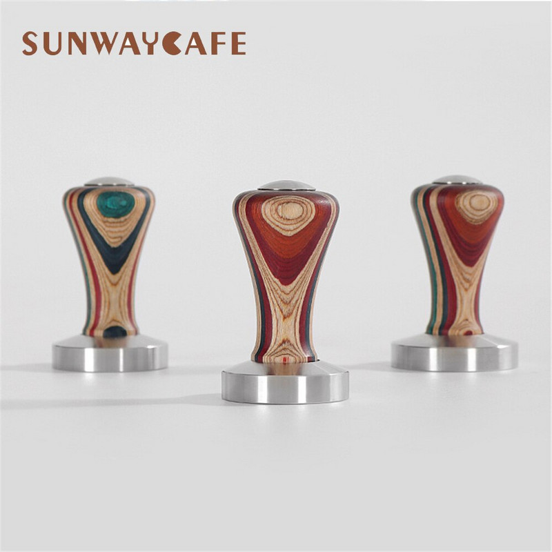 51/53/58MM medinės rankenos kavos tamperis nerūdijančio plieno pagrindo miltelių presas, tvirtas plaktukas kavos priedai Baristai