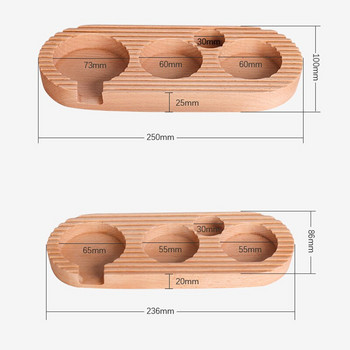 1-4 бр. 3 ъглова плоска основа за набиване на кафе Бездънен портафилтър 51 mm 53 mm 58 mm 304 набивки от неръждаема стомана Инструменти Дървена стойка