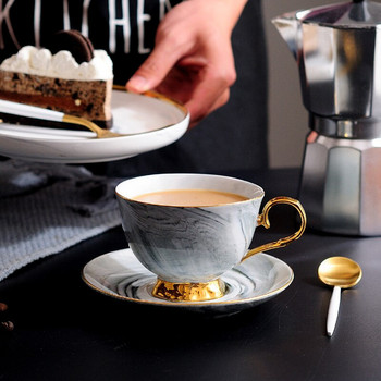 Κεραμικό σετ πιατάκι για φλιτζάνι καφέ Βόρειας Ευρώπης Απλό Μαρμάρινο Μοτίβο Βρετανικού Απογευματινού Τσάι Μαύρο Τσάι Καφέ Υψηλής ποιότητας