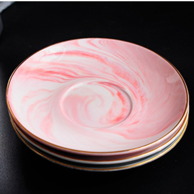 Keramikinės kavos puodelio lėkštės rinkinys Šiaurės Europos paprasto marmurinio rašto britų popietės arbatos juodosios arbatos kavos puodelis Aukštos kokybės