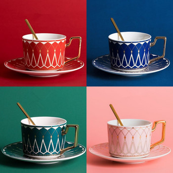 Керамични чаши за кафе и чинийки Комплект кухненски прибори за хранене Coffware Прибори за кафе Мляко Чай Вода Използвайте зелено/синьо/червено Безплатна доставка