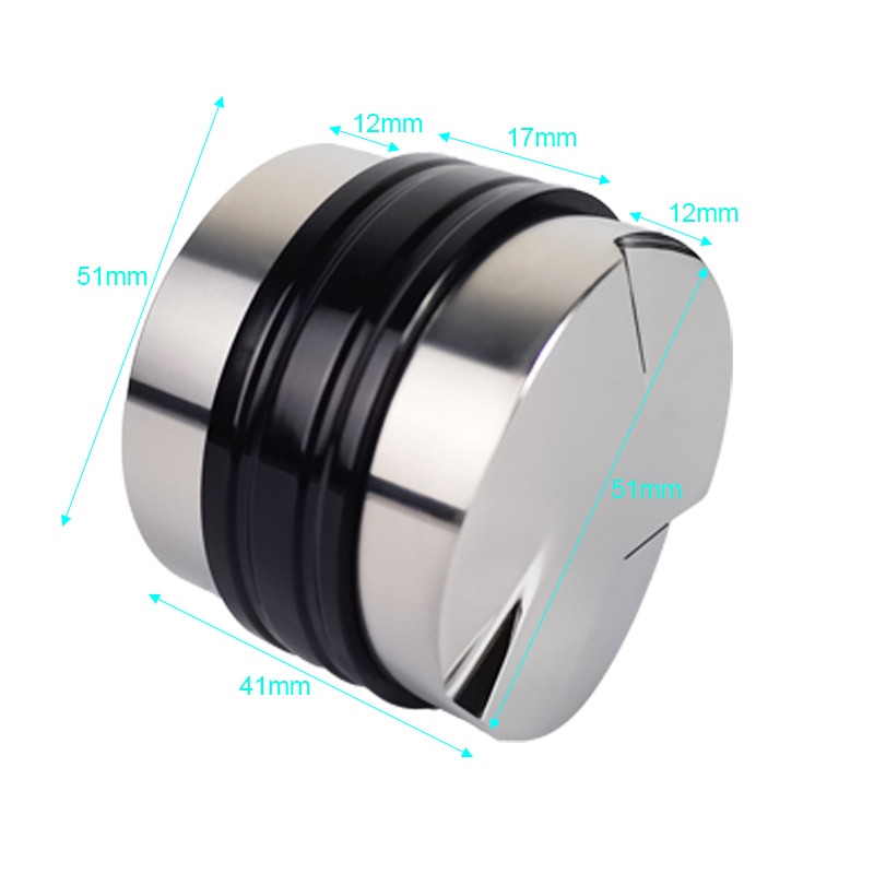 51 mm-es szabotázs és adagoló tölcsér – kétoldalas kávéelosztó/szintező 51 mm-es portaszűrőhöz, 12 mm-es mélységű kézi szabotázshoz
