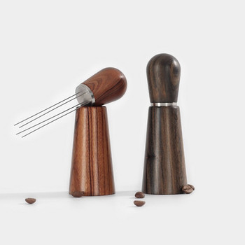 Woodiness Espresso Blender Metal Wdt Tool Self Aligning Stand Πανί καφέ σε σκόνη Needle Pine Maker Μαύρο με λαβή βάσης