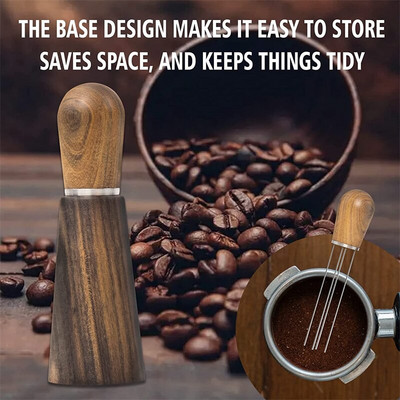 Woodiness Espresso Blender Metal Wdt Tool savaime išsilyginantis stovas Kavos audinio miltelių adata pušies virimo aparatas juodas su pagrindine rankena