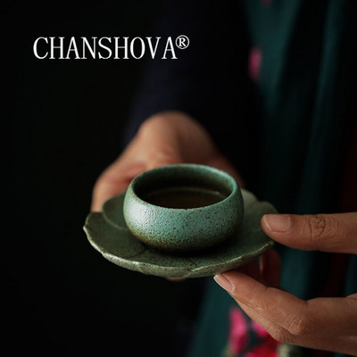 CHANSHOVA 45ml stil chinezesc Handmade Retro verde deschis Ceramic set farfurie ceașcă de ceai set farfurie ceramică China H465