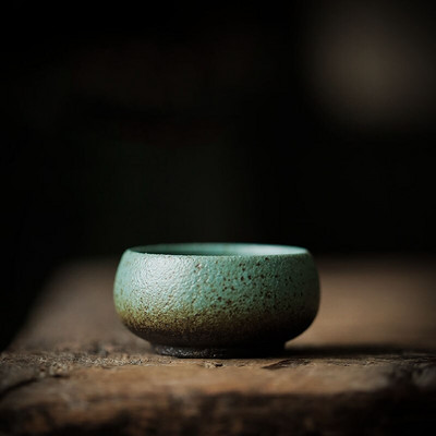 CHANSHOVA 45ml Kínai stílusú Kézzel készített Retro világoszöld Kerámia kávés csészealj készlet teáscsésze csészealj készlet Kínai kerámia H465