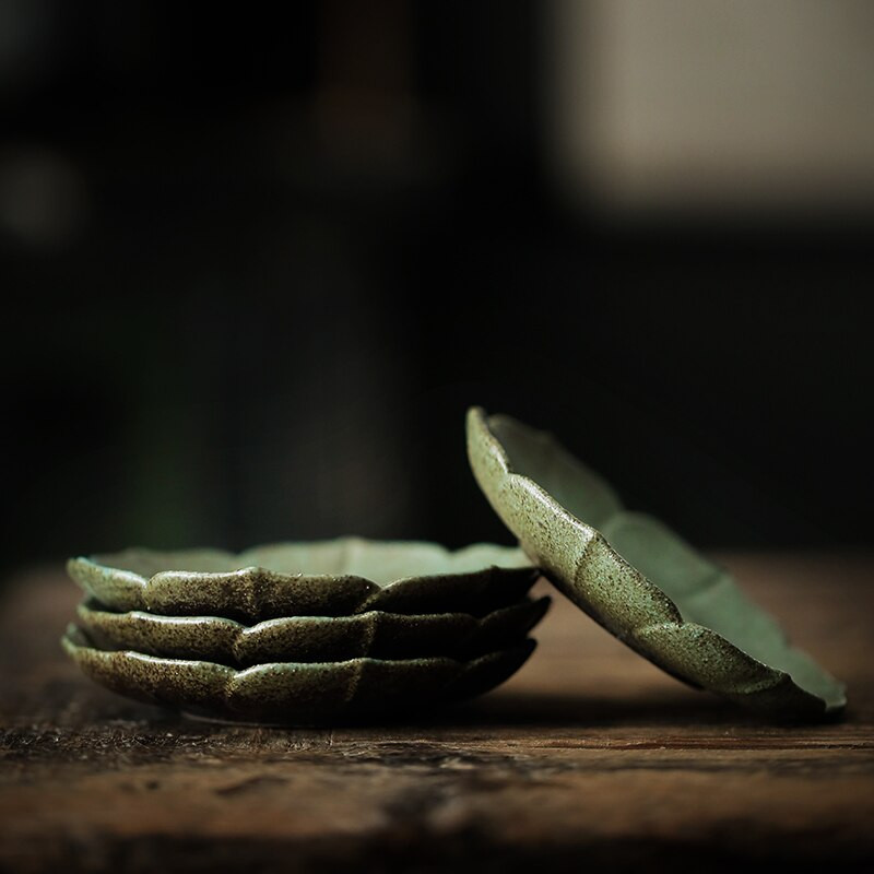 CHANSHOVA 45ml Kínai stílusú Kézzel készített Retro világoszöld Kerámia kávés csészealj készlet teáscsésze csészealj készlet Kínai kerámia H465