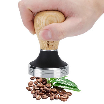 58 мм плосък инструмент за набиване на кафе, разпределителен инструмент, дървена дръжка, неръждаема стомана, набиване на кафе, чук, аксесоари за кафе