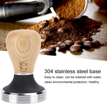 Εργαλείο διανομής επίπεδης τάμπερ καφέ 58 mm Ξύλινη λαβή από ανοξείδωτο χάλυβα Coffee Tamper Hammer Coffee Accessories