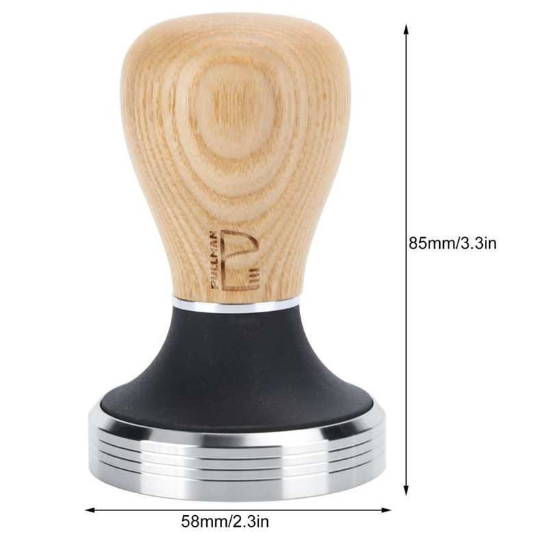 58 mm plokščias kavos maišytuvo paskirstymo įrankis medinė rankena nerūdijančio plieno kavos plaktuko plaktuko kavos priedas