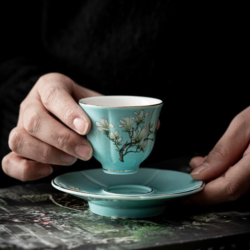 CHANSHOVA Ručno izrađena keramika u kineskom stilu 50 ml set šalica za čaj i tanjurić Personality Kineski porculan H659