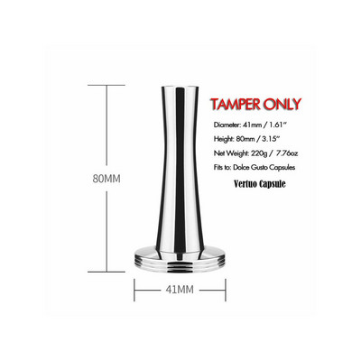 icafilas Dolce Coffee Tamper 24MM za Nespresso kapsulu za kavu Kava u prahu od nehrđajućeg čelika Grind Cafe Expreso Tamper Press