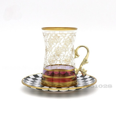 160 ml käsitsi nikerdatud musta tee tass Käsitsi valmistatud mosaiiktassiga alustass Kodu Creative Glass kõrge temperatuuriga kohvitee komplekt