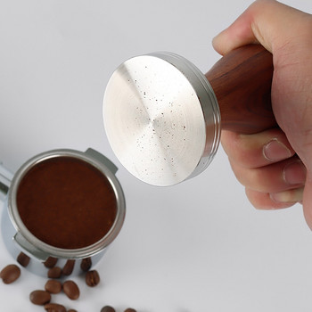 Coffee Tamper 51/53/58mm Ξύλινο σφυρί για καφέ σε σκόνη 304 Αξεσουάρ καφέ με επίπεδη βάση από ανοξείδωτο χάλυβα