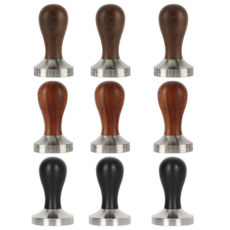 Nabijač za kavu 51/53/58 mm Drveni čekić za kavu u prahu Pribor za kavu s ravnom bazom od nehrđajućeg čelika 304
