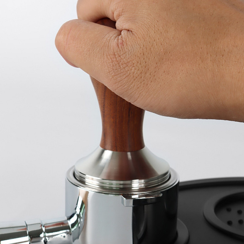 Nabijač za kavu 51/53/58 mm Drveni čekić za kavu u prahu Pribor za kavu s ravnom bazom od nehrđajućeg čelika 304