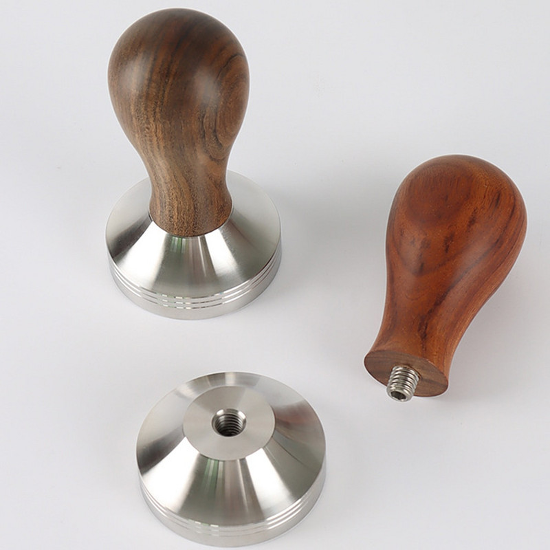 Nabijač za kavu 51/53/58 mm Drveni čekić za kavu u prahu Pribor za kavu s ravnom bazom od nehrđajućeg čelika 304