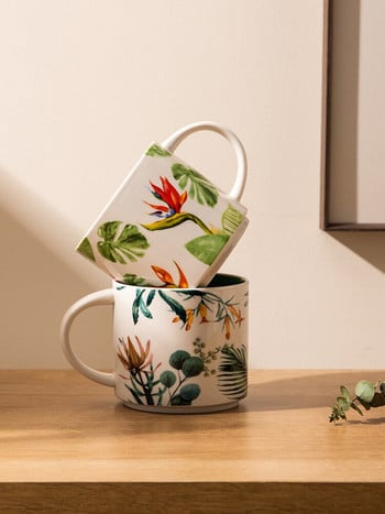 Личност Творческа чаша с форма на растение Офис Високоцветна керамика Овесено мляко Дизайн Кафе Чаша за пиене Чаша за сервиране Декорация на дома