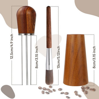 Αναδευτήρα καφέ Espresso Needle Tamper Distributor WDT Tool with Holder Cleaning Brush Wood Handle Barista Accessories Set