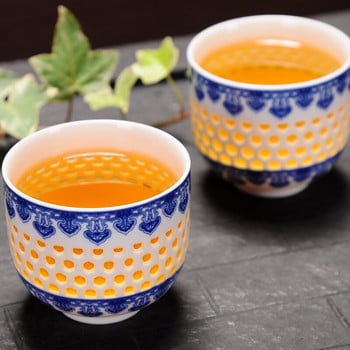 Куха синя и бяла цедка за чайник Чайник Филтър за чай Чаша за кафе Прибори Чаша за чай Пътуване Китай Кунг Фу Чаен комплект 1 тенджера 2 чаши