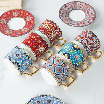 Чаши за кафе с чинийки Порцелан в марокански стил Домашна кухня Офис Маса Съдове за напитки Персонализирана чаша за чай Подарък за жени
