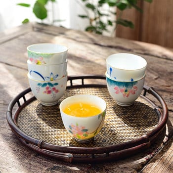 CHANSHOVA Ръчно рисувана керамика в китайски стил 70 мл комплект чаша за чай и чинийка Личност Китай Бял порцеланов сервиз за чай H673