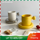 Korea porcelán sárga kávéscsésze dekoráció reggeli színes kávés csésze uzsonnatál Kreatív Taza csésze és csészealj készlet AA50BD