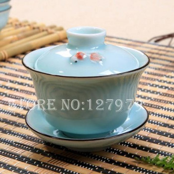 Κεραμικό μπολ Σετ τσαγιού Μπλε και λευκό πορσελάνινο Teaset Celadon Color Carp Tea Cup 2 χρώματα Προαιρετικά