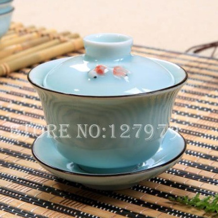 Kerámia tál teáskészlet kék-fehér porcelán teakészlet Celadon színes ponty teáscsésze teáscsésze 2 szín választható
