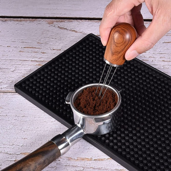 Espresso Coffee Stirrer Coffee Powder Hand Tamper Distributor Χειρολαβή από φυσικό ξύλο και βελόνα από ανοξείδωτο ατσάλι 2021 Νέο