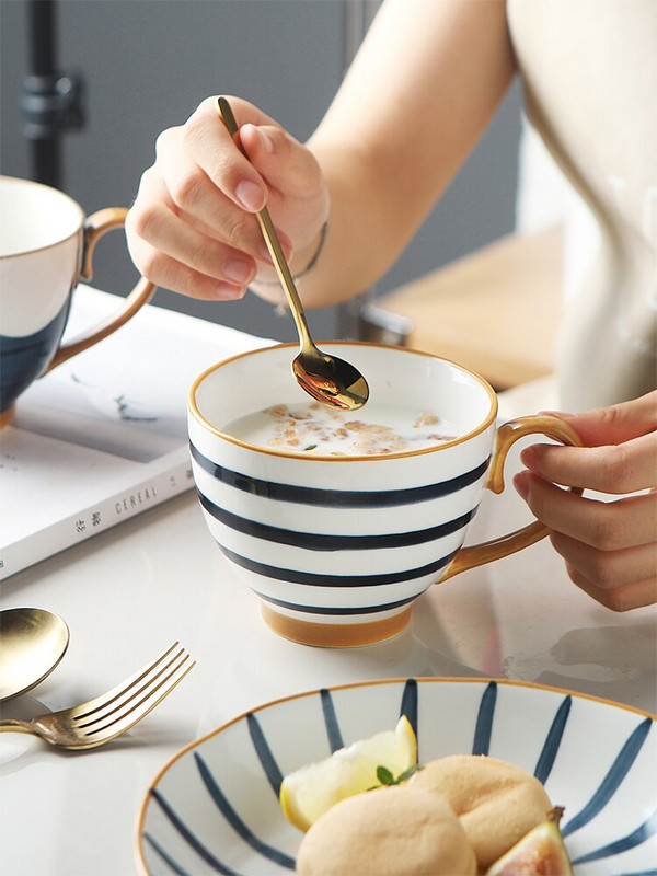 Japán bögre kerámia zabpehely hőálló tejpelyhek reggeli High Sense kreatív kávé tea edények vacsora lakberendezés