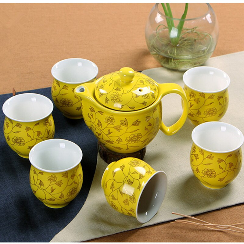 Esküvői dekoráció Kínai teáskészletek 6db hőszigetelő teáscsésze 1db teáskanna. Kung Fu tea nagykereskedelem A legmagasabb eladások A legkreatívabb