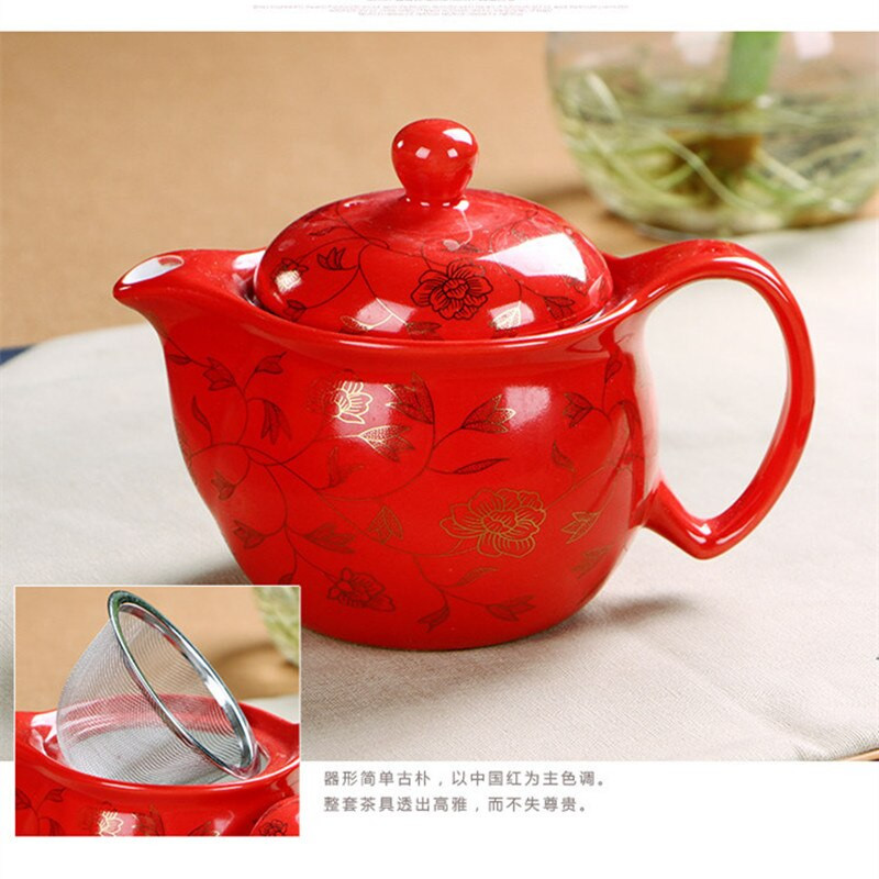 Esküvői dekoráció Kínai teáskészletek 6db hőszigetelő teáscsésze 1db teáskanna. Kung Fu tea nagykereskedelem A legmagasabb eladások A legkreatívabb
