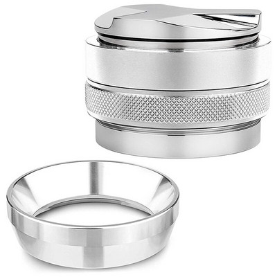 53 mm-es eszpresszó szabotázs- és kávéelosztó és 54 mm-es adagolótölcsér készlet - 54 mm-es portaszűrőhöz illeszkedik, állítható mélység