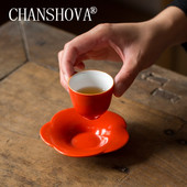 CHANSHOVA kínai stílusú kerámia 35 ml-es teáscsésze és csészealj készlet Kínai vörös porcelán teáskészlet H685