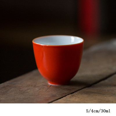 CHANSHOVA kínai stílusú kerámia 35 ml-es teáscsésze és csészealj készlet Kínai vörös porcelán teáskészlet H685