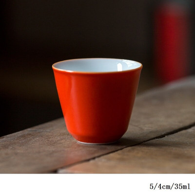 CHANSHOVA kínai stílusú kerámia 35 ml-es teáscsésze és csészealj készlet Kínai vörös porcelán teáskészlet H685