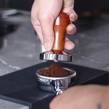 51/58mm Ξύλινη λαβή Coffee Tamper Espresso Powder Flat Press Hammer Coffee Tamper Grinder Espresso Barista Tool