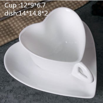 Керамична чаша за кафе с комплект чинийки във формата на сърце следобеден чай еспресо чаша за кафе чинийка шафранка чаша за чай