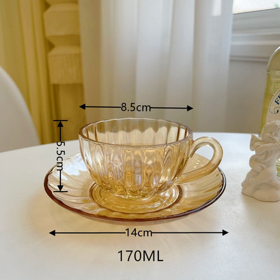 „French Ins“ vintage šampano stiklinės lėkštės rinkinys moliūgų žiedams arbatos ir kavos puodelio specialūs stalo reikmenys, paprasti ir elegantiški išskirtiniai