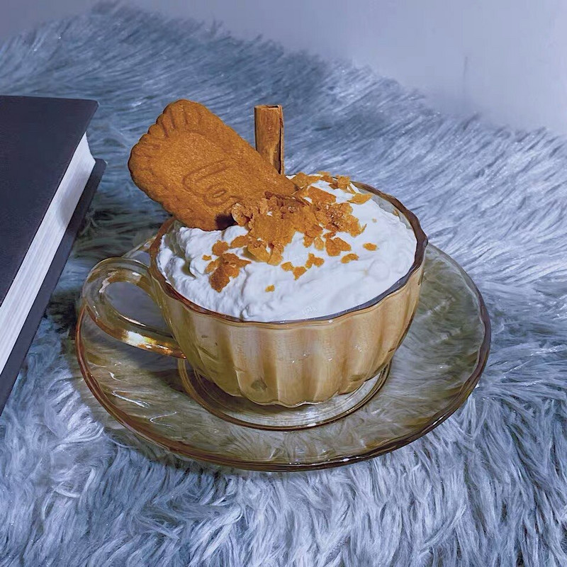 „French Ins“ vintage šampano stiklinės lėkštės rinkinys moliūgų žiedams arbatos ir kavos puodelio specialūs stalo reikmenys, paprasti ir elegantiški išskirtiniai