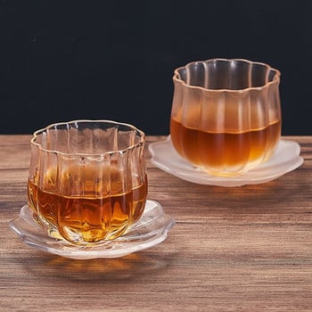 Ръчно изработена стъклена майсторска чаша в японски стил Lotus Прозрачна кунг-фу чаша за чай Голяма чаша за чай арабика Кафе 120 ml Готини чаши