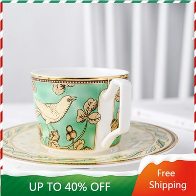 Többször használható kerámia luxus kávéscsésze szett Elegáns aranyos Cappuccino Mate csésze angol teáskészlet Canecas porcelán kávéscsésze AA50BD