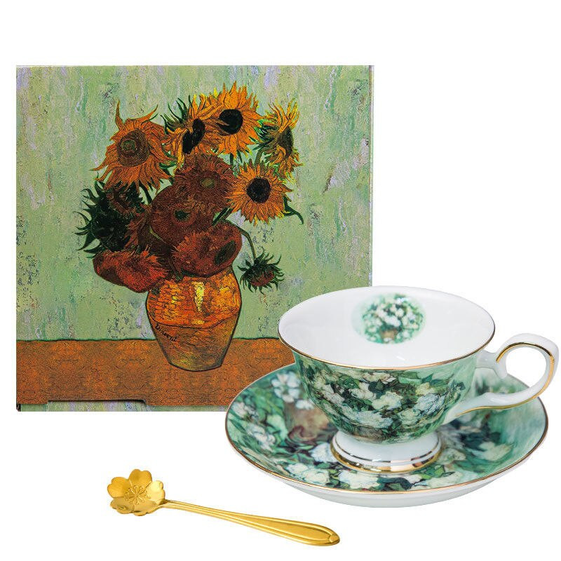Pictură Van Gogh Set de căni de ceai și farfurii din porcelană fină The Starry Night Art Set de căni de cafea High End Cup Set Gift