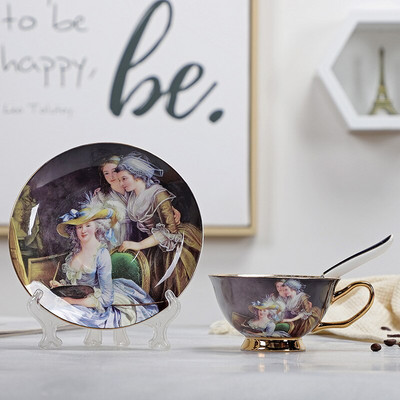 Set de ceai de cafea si farfurii Bone China Ceasuri de ceai de dupa-amiaza clasica avansata regala, ceramica, stil european, lux mic