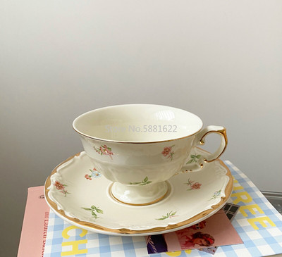 Europski keramički set šalica za čaj Moderna jednostavna bijela šalica za kavu Tanjurić Mali vintage porculanski cvijet Tazas De Cafe Posuđe za piće EB50BD