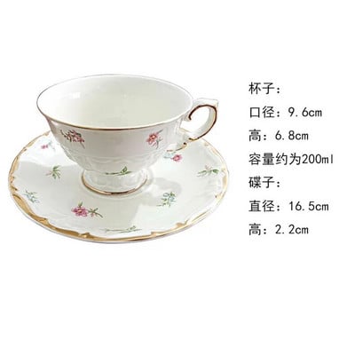Európai kerámia teáscsésze készlet Modern egyszerű fehér kávéscsésze csészealj kis vintage porcelán virág Tazas De Cafe ivóeszköz EB50BD
