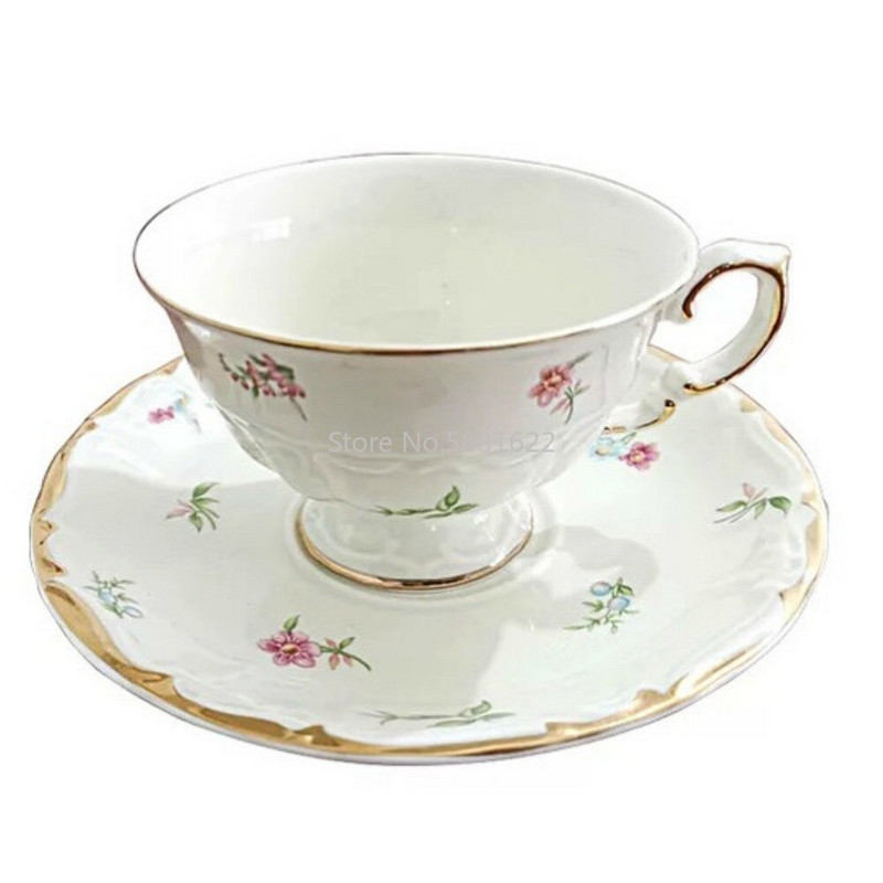 Európai kerámia teáscsésze készlet Modern egyszerű fehér kávéscsésze csészealj kis vintage porcelán virág Tazas De Cafe ivóeszköz EB50BD